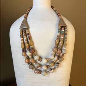 Jay King Mine Finds 3 Strand Java Lace Agate Beaded Necklace